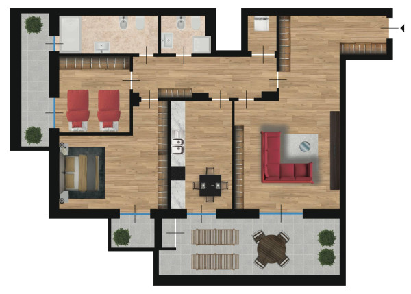 Ampio trilocale con terrazzo-Pieve Emanuele, Via delle Rose - Planimetria 1 Ampio trilocale con terrazzo-Pieve Emanuele, Via delle Rose - Planimetria 1